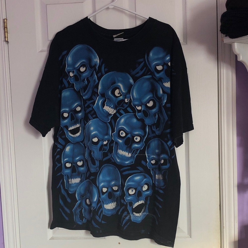 Liquid Blue Blue Skull T Shirt